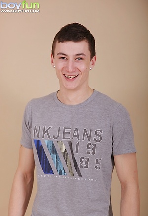 Cute tattooed boy Robin Hunter busts his nut. by BoyFun image 2