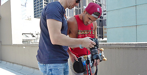 Our sexy mate Lucas Deen is getting naked on the roof by Bentley Race image 15
