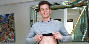 Ultra-Lean MMA Fighter Alex Wanks his Thick Uncut Cock & Shoots a Big Load of Jizz all over Himself! by English Lads image 1
