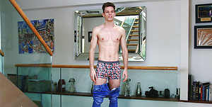Ultra-Lean MMA Fighter Alex Wanks his Thick Uncut Cock & Shoots a Big Load of Jizz all over Himself! by English Lads image 5