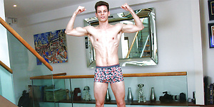 Ultra-Lean MMA Fighter Alex Wanks his Thick Uncut Cock & Shoots a Big Load of Jizz all over Himself! by English Lads image 10