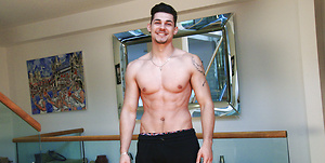Muscular Athlete Cristian Wanks his Big Uncut Cock & Squirts Jizz Everywhere! by English Lads image 5