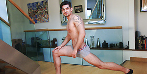 Muscular Athlete Cristian Wanks his Big Uncut Cock & Squirts Jizz Everywhere! by English Lads image 6