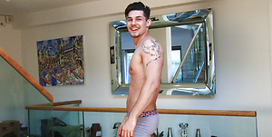 Muscular Athlete Cristian Wanks his Big Uncut Cock & Squirts Jizz Everywhere! by English Lads image 10