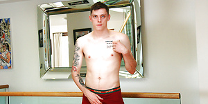 Straight Rugby Player Patrick Wanks his Uncut Cock & Pumps his Ass with a Dildo & Cums Loads!