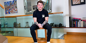 Young Straight Lad Jon Wanks his Huge Uncut Cock & Shoots Loads of Cum Everywhere!