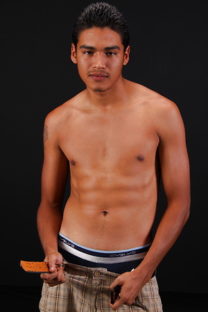 Latino boy Dario strokes dick