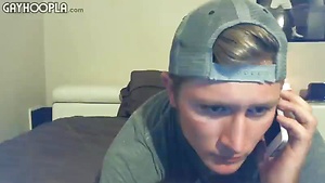 Blonde Surfer Brandon Parker Showers and Jerks Dick on Webcam Video