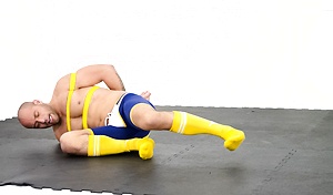 Bald muscle star Leo Forte bounded