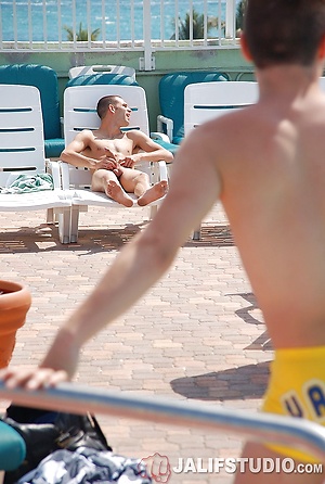 Gay hotties Jaeden James & Roberto Santiago suck & fuck each other poolside by Jalif Studio image 1
