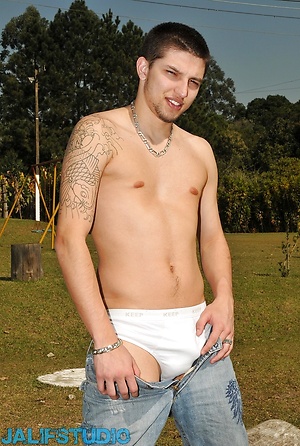 Pretty gay boy Arthur Maia strips in public and plays with his big rod & balls by Jalif Studio image 2
