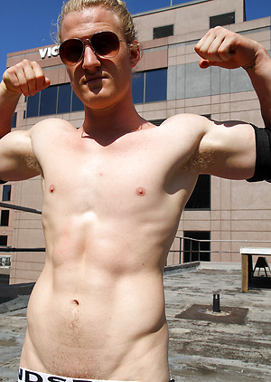 Australian lad Shane Phillips strips on a roof by Bentley Race image 6