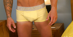 Muscular Straight Lad Max Undresses & Wanks his Big Uncut Cock by English Lads image 6