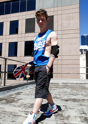 Red headed Aussie - Cody James naked on the roof by Bentley Race image 1