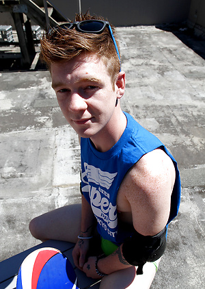 Red headed Aussie - Cody James naked on the roof by Bentley Race image 4